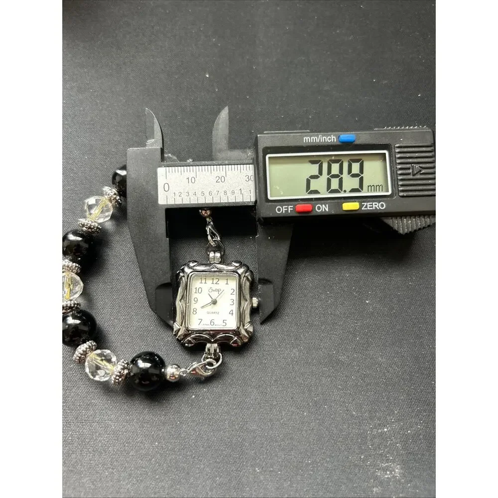 Swap Dark Silver Tone Beaded Band Women’s Quartz Watch